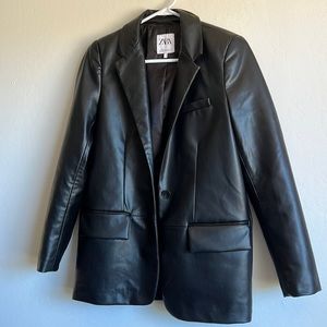 Zara Faux Leather Blazer